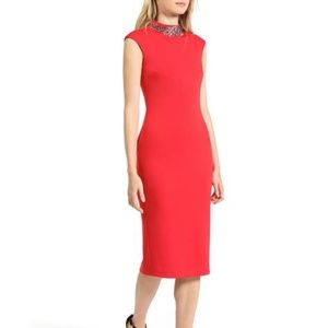 Ted Baker jewelled red Gorgiya dress size 1